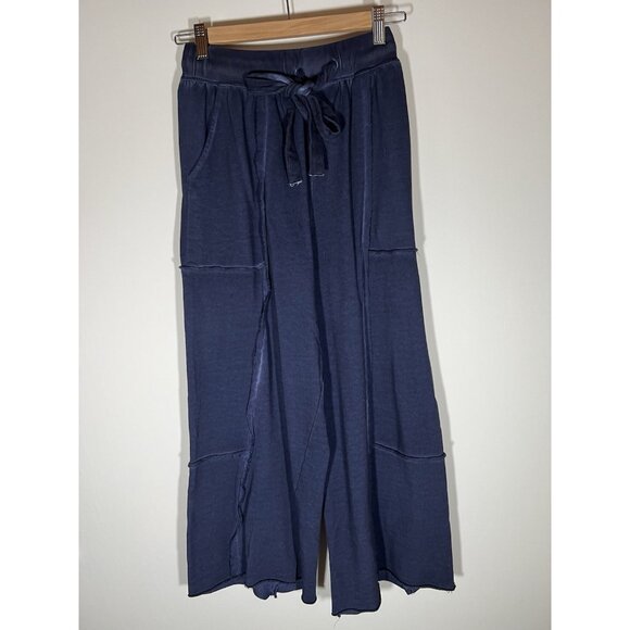 Saturday Sunday Anthropologie blue patchwork flared hippie pants XS comfy - Picture 1 of 10